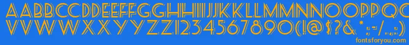 フォントSeasideresortnf – オレンジ色の文字が青い背景にあります。