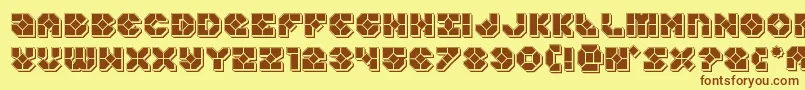 Zoomrunnerpunch-Schriftart – Braune Schriften auf gelbem Hintergrund