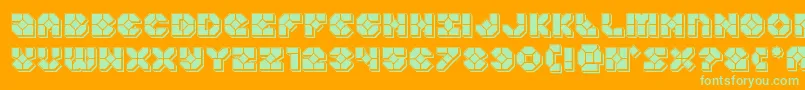 Fonte Zoomrunnerpunch – fontes verdes em um fundo laranja
