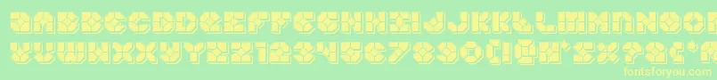 フォントZoomrunnerpunch – 黄色の文字が緑の背景にあります