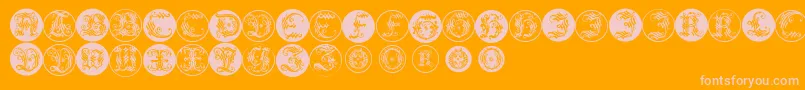 Ornamentalinitialbuttons Font – Pink Fonts on Orange Background