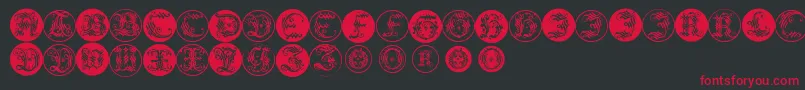 Ornamentalinitialbuttons Font – Red Fonts on Black Background