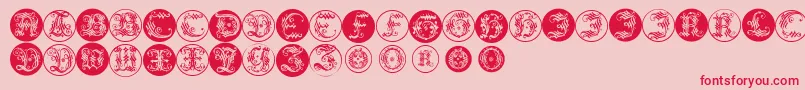 Ornamentalinitialbuttons Font – Red Fonts on Pink Background