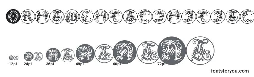 Größen der Schriftart Ornamentalinitialbuttons