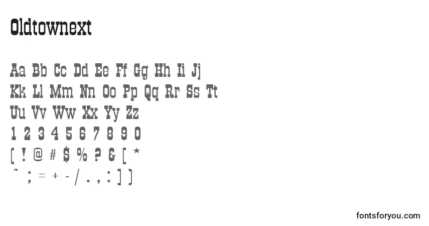 A fonte Oldtownext – alfabeto, números, caracteres especiais