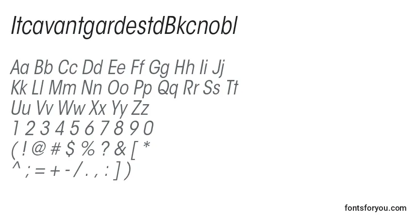 Czcionka ItcavantgardestdBkcnobl – alfabet, cyfry, specjalne znaki