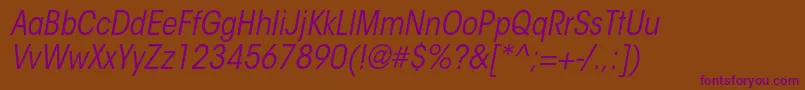 ItcavantgardestdBkcnobl Font – Purple Fonts on Brown Background