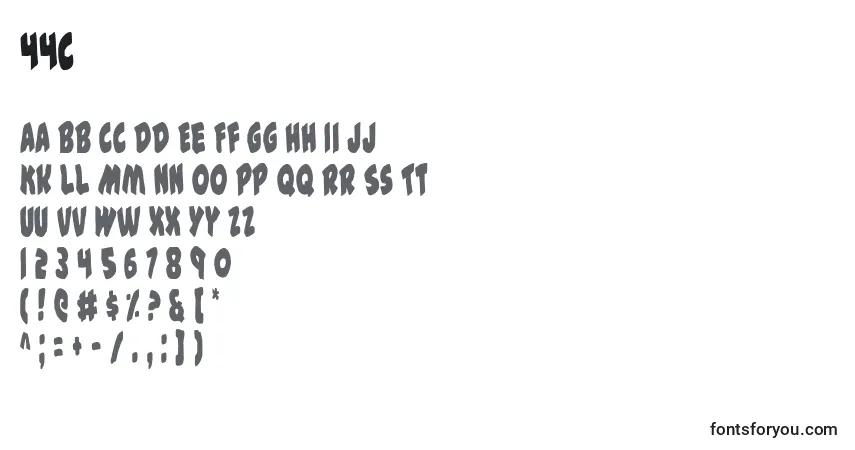 A fonte 44c – alfabeto, números, caracteres especiais