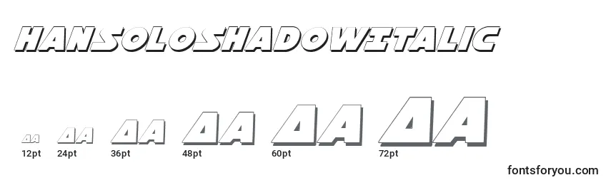 Размеры шрифта HanSoloShadowItalic