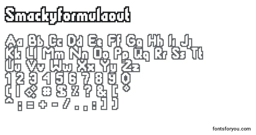 Czcionka Smackyformulaout – alfabet, cyfry, specjalne znaki