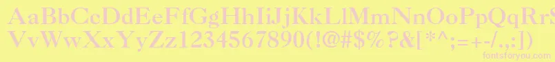 Caslon3LtRoman-Schriftart – Rosa Schriften auf gelbem Hintergrund