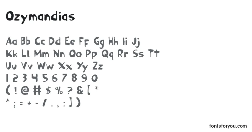 Czcionka Ozymandias – alfabet, cyfry, specjalne znaki