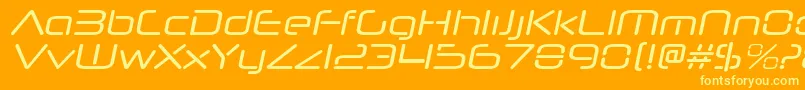 NeuropolnovargItalic-fontti – keltaiset fontit oranssilla taustalla