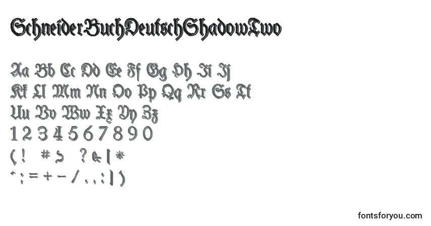 Czcionka SchneiderBuchDeutschShadowTwo – alfabet, cyfry, specjalne znaki