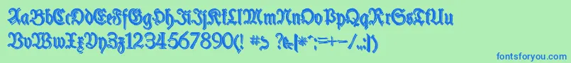 SchneiderBuchDeutschShadowTwo-Schriftart – Blaue Schriften auf grünem Hintergrund