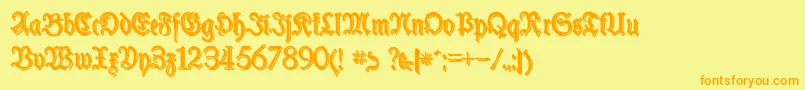 Fonte SchneiderBuchDeutschShadowTwo – fontes laranjas em um fundo amarelo
