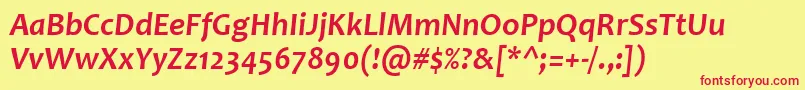 CandaraBoldItalic Font – Red Fonts on Yellow Background