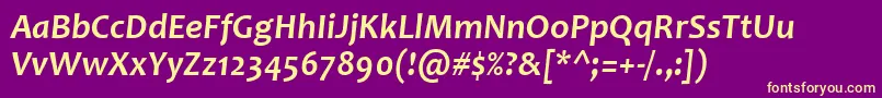 CandaraBoldItalic Font – Yellow Fonts on Purple Background
