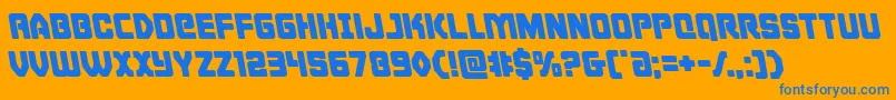 Cyborgroosterleft-Schriftart – Blaue Schriften auf orangefarbenem Hintergrund