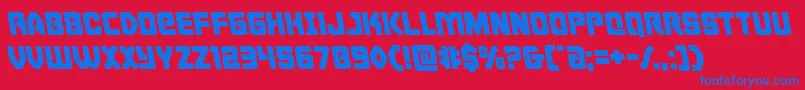 Cyborgroosterleft-Schriftart – Blaue Schriften auf rotem Hintergrund