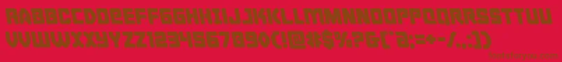 Cyborgroosterleft-Schriftart – Braune Schriften auf rotem Hintergrund