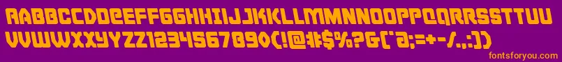 Cyborgroosterleft-Schriftart – Orangefarbene Schriften auf violettem Hintergrund