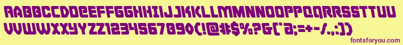 Cyborgroosterleft-Schriftart – Violette Schriften auf gelbem Hintergrund