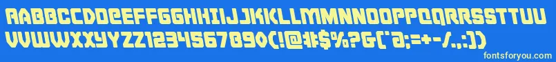Cyborgroosterleft-Schriftart – Gelbe Schriften auf blauem Hintergrund