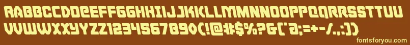 Cyborgroosterleft-fontti – keltaiset fontit ruskealla taustalla