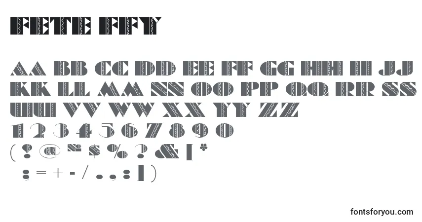 A fonte Fete ffy – alfabeto, números, caracteres especiais