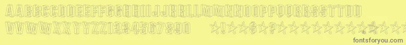 PlexifontBv-fontti – harmaat kirjasimet keltaisella taustalla