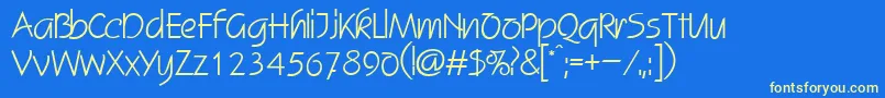 SkizzedbNormal Font – Yellow Fonts on Blue Background