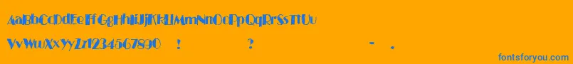 Blackties-Schriftart – Blaue Schriften auf orangefarbenem Hintergrund