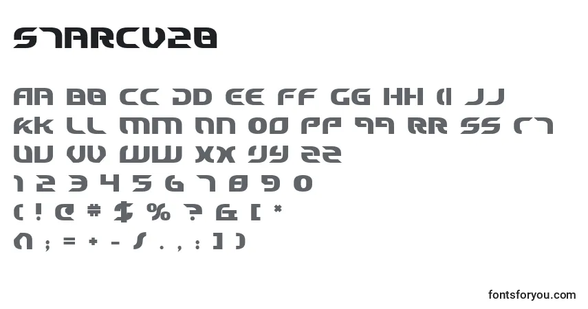 A fonte Starcv2b – alfabeto, números, caracteres especiais