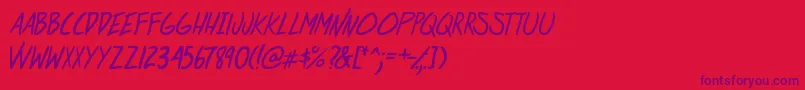 フォントAtRiskYouthItalic – 赤い背景に紫のフォント