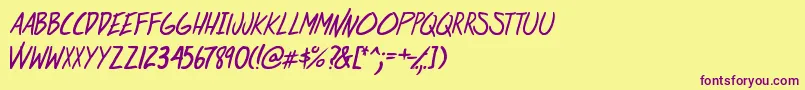 Fonte AtRiskYouthItalic – fontes roxas em um fundo amarelo