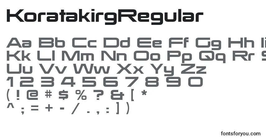 Czcionka KoratakirgRegular – alfabet, cyfry, specjalne znaki