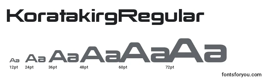 Размеры шрифта KoratakirgRegular