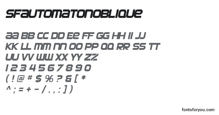 SfAutomatonOblique-fontti – aakkoset, numerot, erikoismerkit