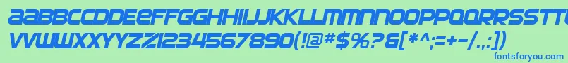 Czcionka SfAutomatonOblique – niebieskie czcionki na zielonym tle