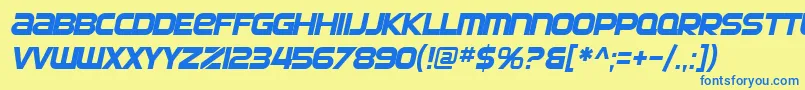 Czcionka SfAutomatonOblique – niebieskie czcionki na żółtym tle