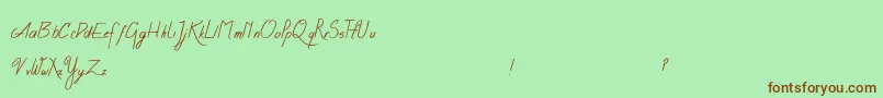 フォントWinteredDebts – 緑の背景に茶色のフォント