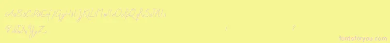 WinteredDebts-fontti – vaaleanpunaiset fontit keltaisella taustalla