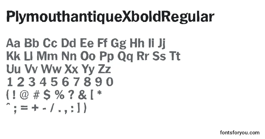 Schriftart PlymouthantiqueXboldRegular – Alphabet, Zahlen, spezielle Symbole