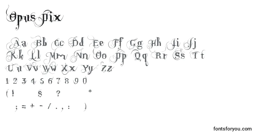 Czcionka OpusPix – alfabet, cyfry, specjalne znaki