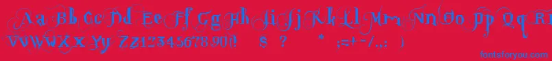 フォントOpusPix – 赤い背景に青い文字