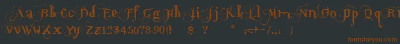 OpusPix-Schriftart – Braune Schriften auf schwarzem Hintergrund