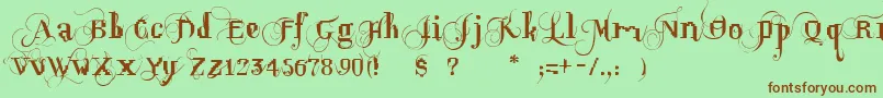 OpusPix-Schriftart – Braune Schriften auf grünem Hintergrund