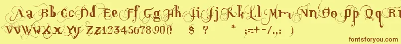 Fonte OpusPix – fontes marrons em um fundo amarelo