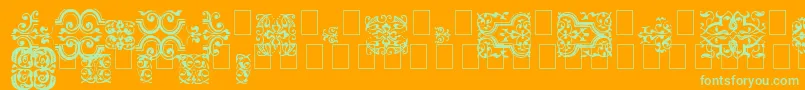 ImFellFlowers1-Schriftart – Grüne Schriften auf orangefarbenem Hintergrund